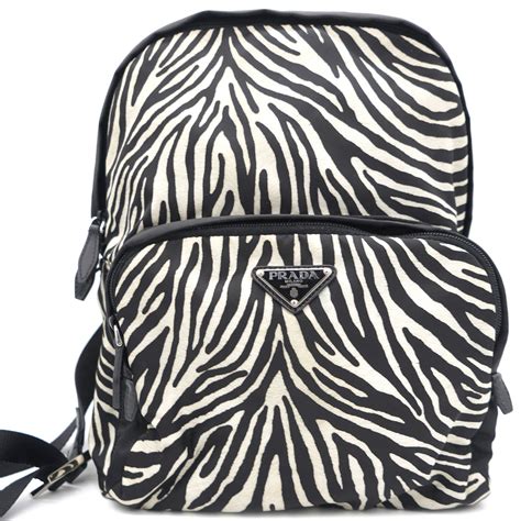 prada zebra print|PRADA Zebra Print Nylon Backpack .